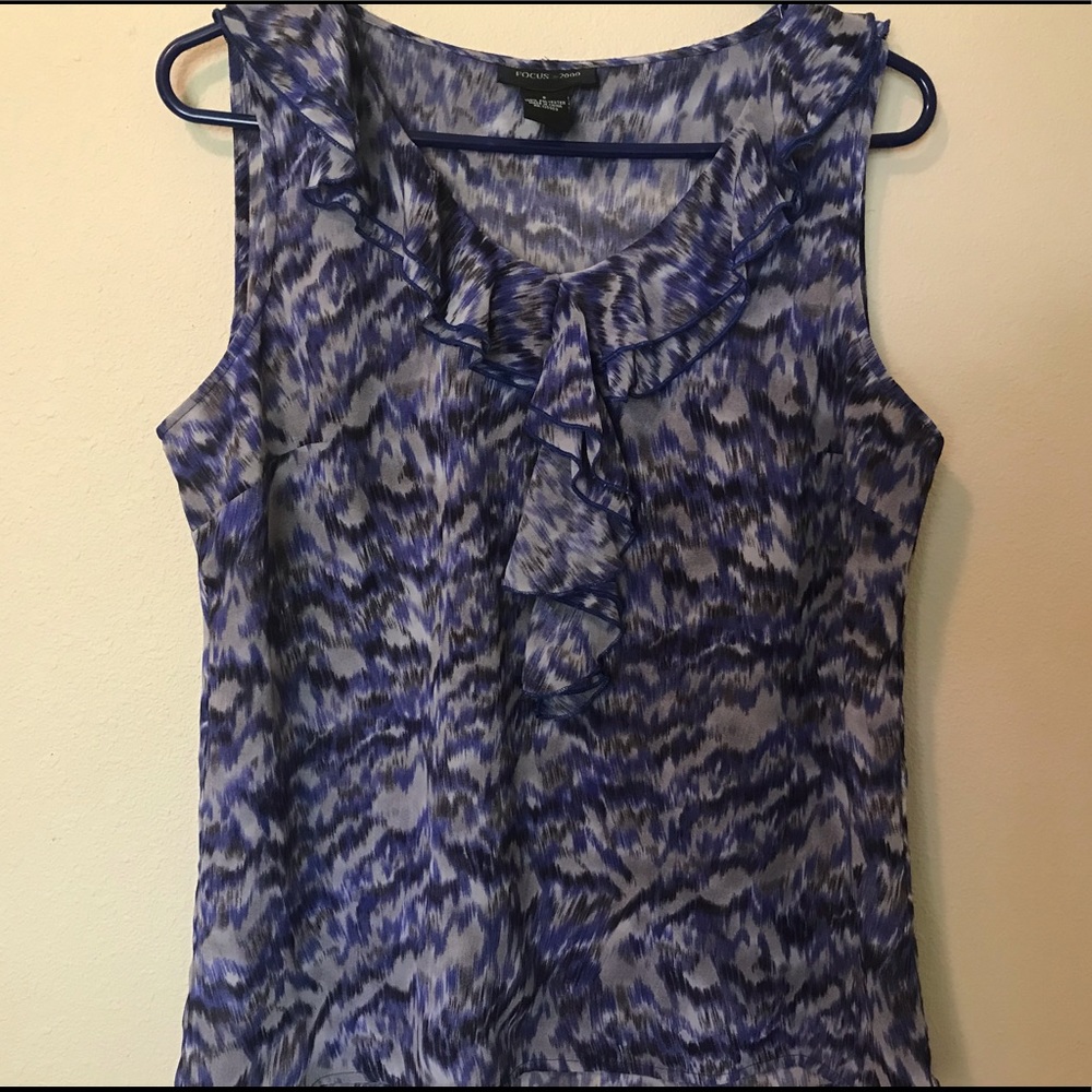 Focus 2000 Sleeveless Blouse with Ruffle Detail
